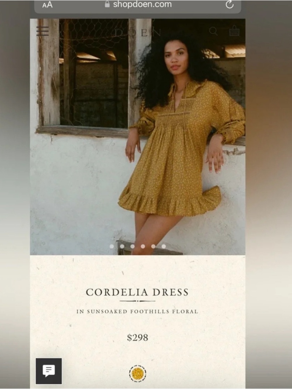 Doen Cordelia Ditsy Floral Mini Dress in Sunsoaked Foothills Floral Size: S - Picture 2 of 9